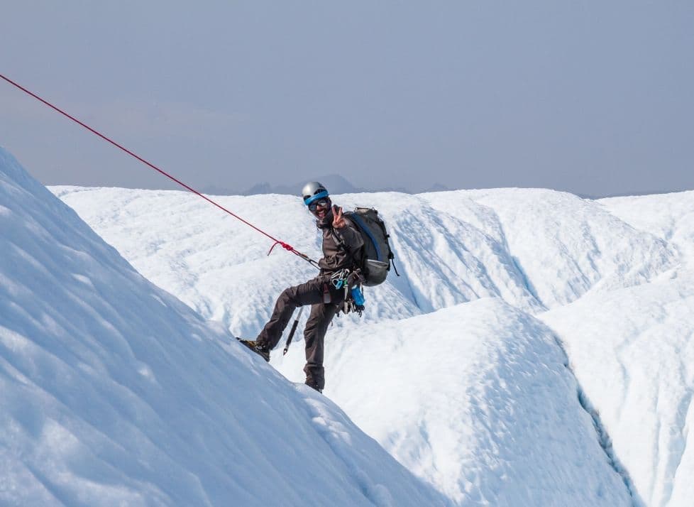 Kletterer an einer Eiswand im Stubaital
